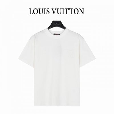 louisvuitton 路易威登 25Ss 珍珠Logo字母烫钻短袖T恤 面料采用客供定织260G平纹布弹料，洗水后达280G 原版定制 简约而不失细节的一款