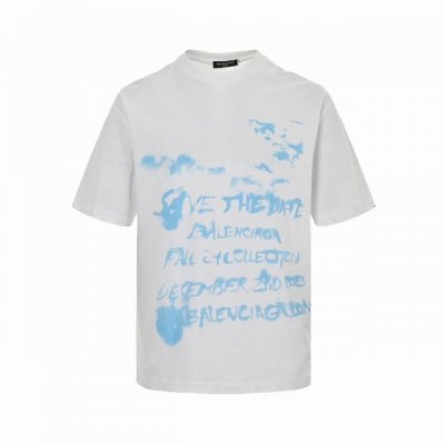 balenciaga 巴黎世家 24Ss 云朵字母印花短袖 采用特定重磅16S230Q精棉平纹针织定染对色面料 定织一字拉架罗纹对板同缸染色确保无色差 遵循Zp
