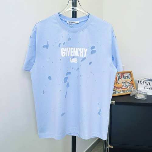 款号：D155 顶级版本 纪梵希Givenchy Gvc破洞大字母圆领短袖，康利数码直喷印花，300克纯棉复合面料，同缸同色织染螺纹 颜色一致，专柜同步上新 配