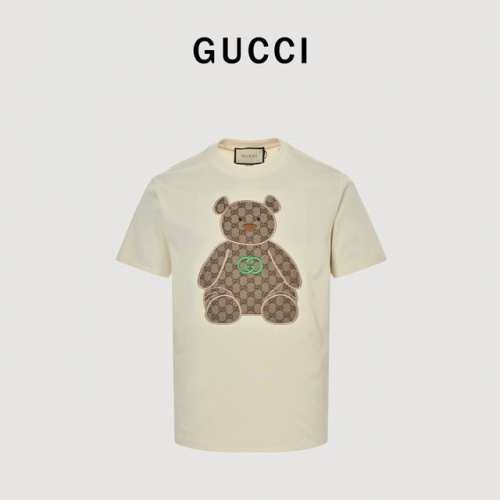 Gucci 古驰 25Ss 胸前刺绣小熊 短袖T恤 榻榻米绣花工艺针数密度饱满 走线工整 棉质面料 上身柔软 透气体感特别好 不易变形 不易缩水 不易褪色 宽松