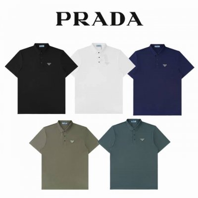 白底图 普拉达prada 经典款 三角标压胶短袖polo衫*