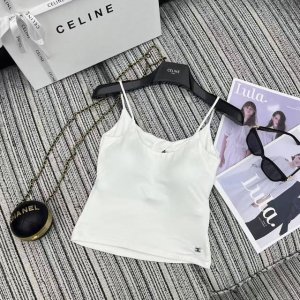 强烈推荐 25年早春夏系列 设计师款 Cel*新款钻Logo五金点缀吊带背心 三色Sml