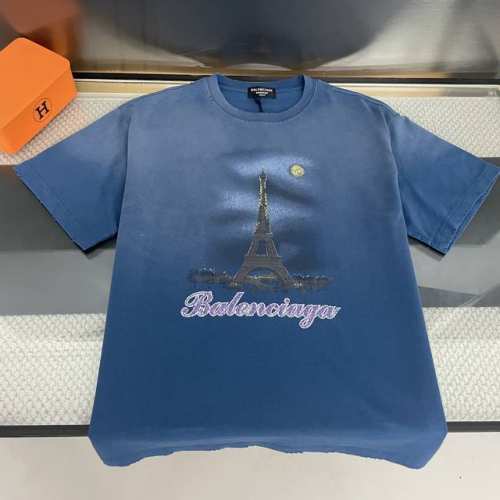 上新 纯原臻品 顶级原版复刻 Balenciaga 巴黎世家25Ss最新巴黎埃菲尔铁塔喷墨涂鸦手绘渐变彩印水洗做旧破坏短袖T恤 原版面料高版本高品质 网红明星同
