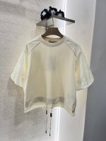 Moncle*2025新品上架 圆领抽绳泡泡袖上衣 定制Yb原生全棉尼龙材质 舒适软糯 穿搭洋气 落肩套头廓形剪裁 泡泡灯笼袖子和下摆拼接尼龙面料 打造假两件即