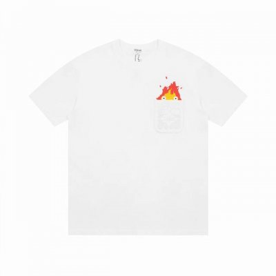 we08# 顶级代工品质 Loewe 罗意威24Ss 火苗刺绣T恤短袖 不需要所谓烂大街的华丽文案 主打品质 面料经过2次高温缩水固色 不变形不缩水不起球 -正