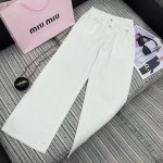 强烈推荐 25年早春夏系列 Miu*新款双头腰设计阔腿长裤 钻字母点缀 Sml