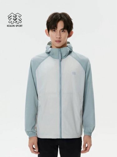 可隆专柜同步更新男款风衣Kolon Sport可隆男子户外休闲衣运动连帽防泼水露营登山夹克上衣 K防泼水运动撞色登山露营夹克外套上衣！可隆女连帽风衣薄款 可当防