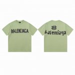 款M 巴黎世家绿色胶带120 Balenciaga 巴黎.23Ss最新经典款.胶带拉浆印花.成衣水洗磨烂做旧短袖T恤.砖柜同步.面料采用巴黎Zp定织定染全棉双纱