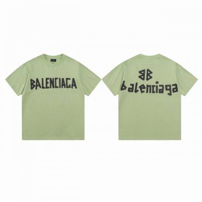 款M 巴黎世家绿色胶带120 Balenciaga 巴黎.23Ss最新经典款.胶带拉浆印花.成衣水洗磨烂做旧短袖T恤.砖柜同步.面料采用巴黎Zp定织定染全棉双纱