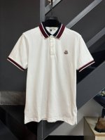 Moncler 蒙口 25Ss 经典刺绣Polo短袖 采用60支双股280克重100%棉双面珠地面料，拆解纱线分析，订织蜂窝四角网眼胚布，衣领为双系统提花定织