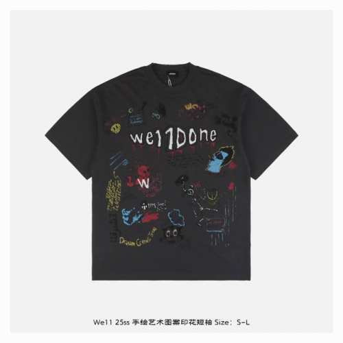 we11Done 25Ss 手绘艺术图案印花短袖 面料采用 克重精梳棉，定制32支1*1螺纹，成衣两遍水洗处理，面料舒适亲肤无异感，定制定染面料，纺织密度高，垂