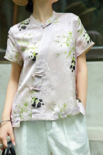 上新款 时尚斜门襟洋气款上衣 材质：人丝 尺码：S-Xxl