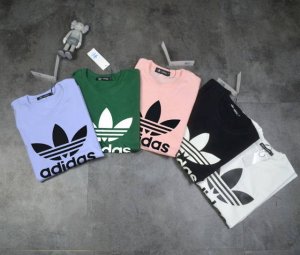 Adidas 三叶草夏季新款高品质三叶草Logo印花夏季情侣款男女同款短袖T恤 春夏百搭 配夹克内穿外搭多可以 运动必备首选 2025Ss夏季新品情侣款时尚胸前