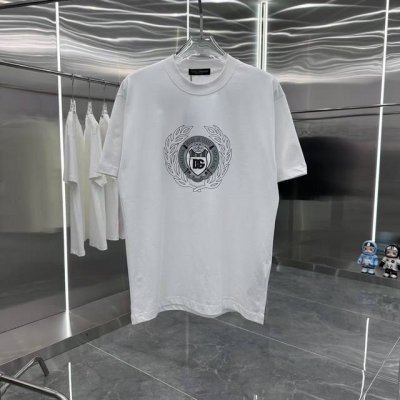 dg 2025春夏新款260克短袖T恤 个性印花 男女同款宽松版 S M L Xl Xxl 五个码 黑色 白色 咖啡色
