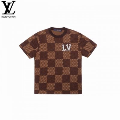 louis Vuitton 路易威登&施华洛世奇水钻棋盘短袖 超高品质印花 前幅高色牢高清晰度直喷工艺印花 采用Logo烫钻 280克 32支针织面料质感超赞