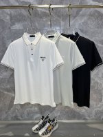 prada普拉达 2025春夏最新款翻领时尚短袖T恤，高级定制面料！贴肤舒适，丝滑透气，耐看又好穿，原厂工艺一丝不苟，型男必备单品，尺码：M-3Xl