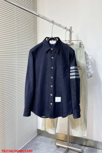 L679 Tb 汤姆布朗 源头工厂p直发 力求极致还原 Thombrowne25新款双袖织带复古牛仔 休闲百搭衬衣男女 斜纹牛仔面料 尺码：1234 三标齐全