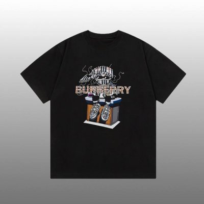 burberry 巴宝莉 印花Logo百搭潮流短袖T恤 吊牌 领标 水洗唛 三标齐全 高端26S双纱面料男女同款 尺码：S-Xxl 颜色：黑色，白色