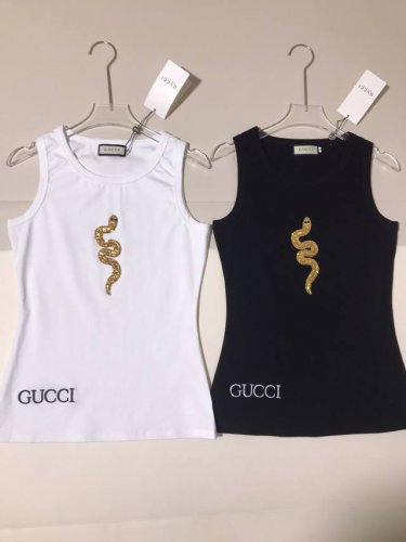 p160 Gucc*/2025新品金色灵蛇重工钉珠亮片圆领无袖背心上衣。Smlxl