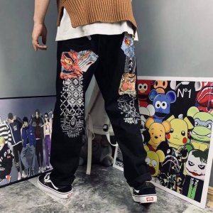 中山原厂Evisu福神般若大M达摩重工刺绣大M牛仔长裤男女同款 顶级版本重磅专柜最新款 走一波 绝对私房牛货 官网柜子同步火爆在售 后侧发M印花摸起来手感立体有