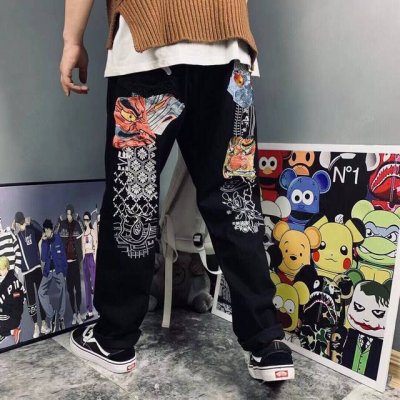 中山原厂Evisu福神般若大M达摩重工刺绣大M牛仔长裤男女同款 顶级版本重磅专柜最新款 走一波 绝对私房牛货 官网柜子同步火爆在售 后侧发M印花摸起来手感立体有
