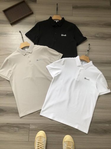 moncl R 三色蒙口 字母Logo胶印 手臂徽标刺绣 菠萝纹男款休闲商务polo衫. 颜色 白色 藏青 黑色. 材质 棉纶 氨纶 锦纶混纺面料. 尺码 M