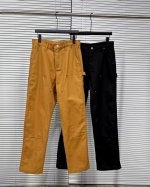 carhartt Wip 卡哈特B136 Ss23 Double Knee纯色金属铆钉水洗做工装直筒裤适中休闲裤双膝伐木裤男款 Cleanfit风格双膝帆布伐木