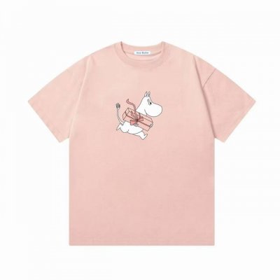 Acne Studios×Moomin 联名限定款 2025Ss 官网同步 联名字母Logo 男女同款 短袖T恤 定制300克100％双纱纯棉面料 定染32支双