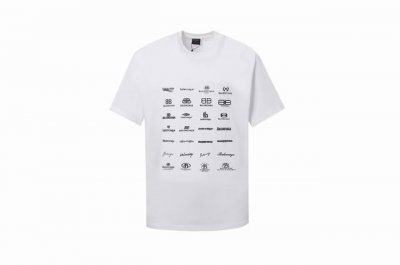 2423款 新款 balenciaga正面背面印花Archives Logos艺术标245克双纱面料 380克双纱螺纹.男女同款.宽松螺纹. 颜色 象牙白 码数