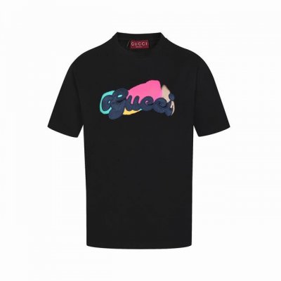 顶级版本 古驰 Gucci 2025Ss春夏季新款Logo印花贴布刺绣 短袖T恤男女同款！ 搭配重工高端个性Logo印花加贴布绣，做工细致完美 高端定制，采用2