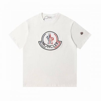 moncler 蒙口25Ss 撞色刺绣大 Logo 袖口小标刺绣徽章情侣圆领短袖T恤-代购品质 独家定制270克32支双纱滑爽棉 质感非常柔软舒服 100%区别