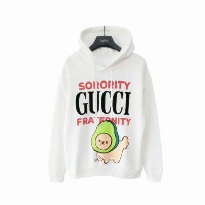 实拍细节图+尺码表 Gucci 古驰 × Kawaii 卡哇伊 植绒字母及发泡牛油果狗彩色连帽卫衣 420克纯棉进口面料，专柜款独特设计，字母植绒印+卡通图案发