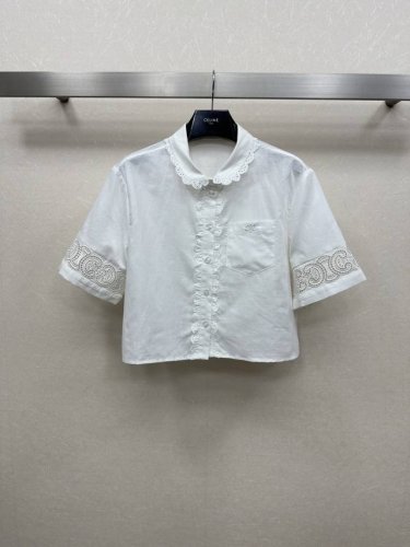 25Ss Celin *夏季系列新款 短裤镂空衬衫 高级定制斜纹全棉材质 质感十足 袖口凯旋门镂空 口袋刺绣标志 更显眼高级点亮细节 低调彰显品牌风格 简约高级