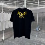 芬迪 2025春夏新款260克短袖T恤 发泡印花工艺 男女同款宽松版 S M L Xl Xxl 五个码 黑色 白色