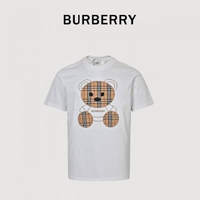Burberry巴宝莉Bbr 胸前刺绣小熊 短袖T恤 榻榻米绣花工艺针数密度饱满 走线工整 棉质面料 上身柔软 透气体感特别好 不易变形 不易缩水 不易褪色 宽