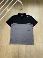 helly Hansen 海丽汉森 男士速干冰丝高弹拼色透气户外休闲运动跑步半拉链短袖T恤 全身重工四针六线工艺+3D裁剪拼接工艺 肩膀非常简约精致的硅胶Log