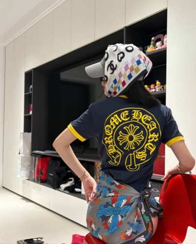 新款上市 25春夏新品Chrome Heart*克罗心新款藏蓝色黄色马蹄Logo短袖 体恤 现货Sml
