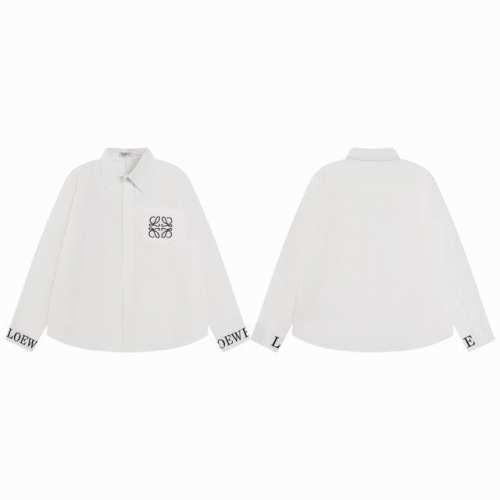 款M681 罗意威 Loewe 罗意威新款刺绣Logo刺绣衬衫 采用定制面料，面料上身柔软舒适，极其细腻 ！ 袖口采用Logo刺绣设计风格，万针刺绣更显高端品质