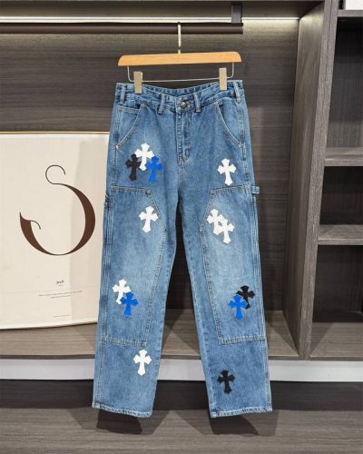 新款上新 Chrome Hearts 克罗心2025新款伐木多口袋情侣牛仔裤 克罗心 Chrome Hearts 作为时尚潮流界极具标志性的奢华品牌 以其独特的