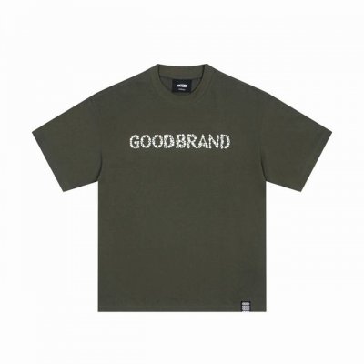 白底图 顶级版本 陆柯燃同款 Goodbrand 珠片标语时尚高级感短袖T恤 男女同款 颜色：灰绿 黑色 码数：S M L Xl