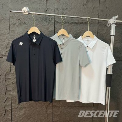 descente 迪桑特 基础胸前立体硅胶Logo速干无痕Polo短袖T恤 -此款面料采用无痕抗皱面料，不变形，不褪色，袖口下摆均采用热压封边，上身挺阔有型，质