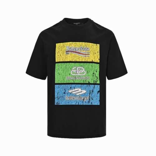 balenciaga 巴黎世家 24Ss 方块3标印花短袖 标准数码直喷印花技术，纯棉柔软面料，对色定染面料，超精细平网印花工艺，潮流感十足，定染纯棉面料，Os