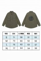 现货 9901 Ins欧美潮牌十字架Ch重工刺绣水洗-衬衫式外外套男装宽松定制五金.码数Smlxl