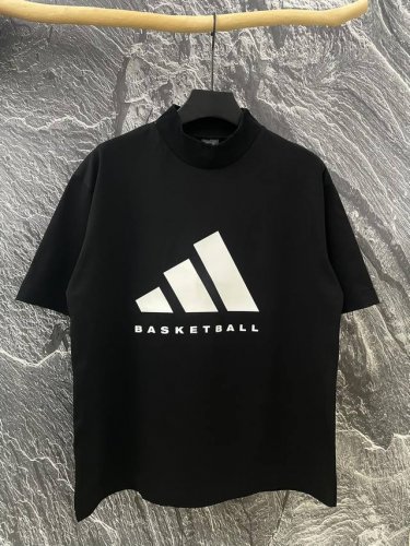 正确版本高领螺纹 Adidas阿迪Basketball 24Fw联名Os极简高级复古蛋糕领短袖T恤 男女同款 面料采用260克双纱爽滑棉 正品购入1:1开模打板