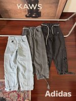 adidas Originals 阔腿工装多口袋钻石腰带三条杠宽松运动牛仔裤 女款 经典蓝 深灰 哑光黑 原版打版，品牌外贸工厂P加工，一比一还原最高品质呈现！