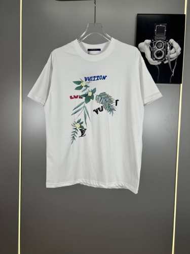 高端原版规格版本 路易威登 Lv重工印花Logo短袖T恤男女时尚同款 2025Ss新款纯棉双纱 定制面料采用威化布织法，超高端针织工艺，版型紧致立体，顺滑，上身