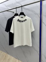Balenciaga 巴黎世家 2025Fw春夏新品圆领打底外穿T恤 立体感Logo微廓形半袖260克活性纯棉打底T恤 棉 手感面糯有骨感 柔而有韧性 工艺处理