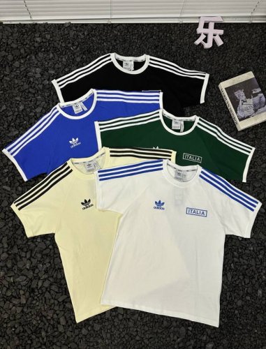 Adidas Originals 阿迪达斯意大利宽松休闲纯色时尚百搭刺绣Logo三条纹拼色圆领短袖T恤 男女同款 想要在人群中脱颖而出？Adidas Origi