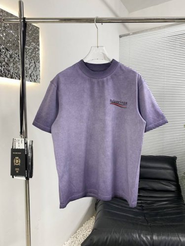 高品质 Balenciaga巴黎25Ss新款炒色做旧短袖 面料采用高克重布料 280克双纱面料 100%纯棉高端品质 水洗炒色效果很赞 经典可乐印花工艺 百搭时