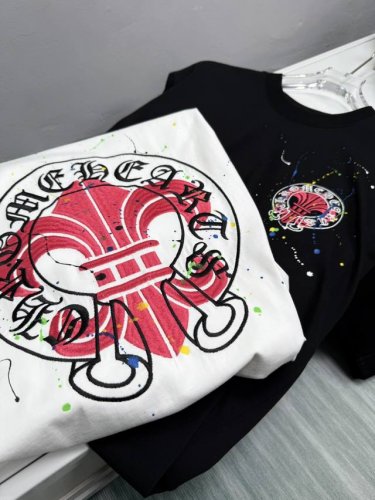 chrome Hearts 克罗心25Ss夏季新品T恤 Logo万针刺绣+甩浆工艺 定制面料 颜色 黑色白色 码数 S-Xl